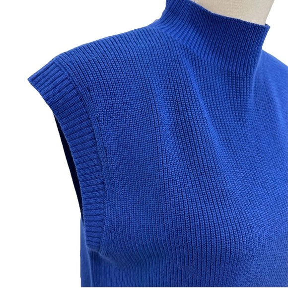 NWT Talbots Vest Sweater Women’s Large Shacker Stitch Funnel Neck Shell Blue - Picture 3 of 8
